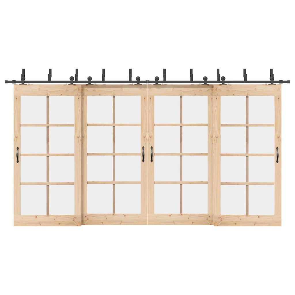 vidaXL Set feronerie pentru uși glisante, negru, 427 cm, oțel vidaXL Set feronerie pentru uși glisante, negru, 427 cm, oțel