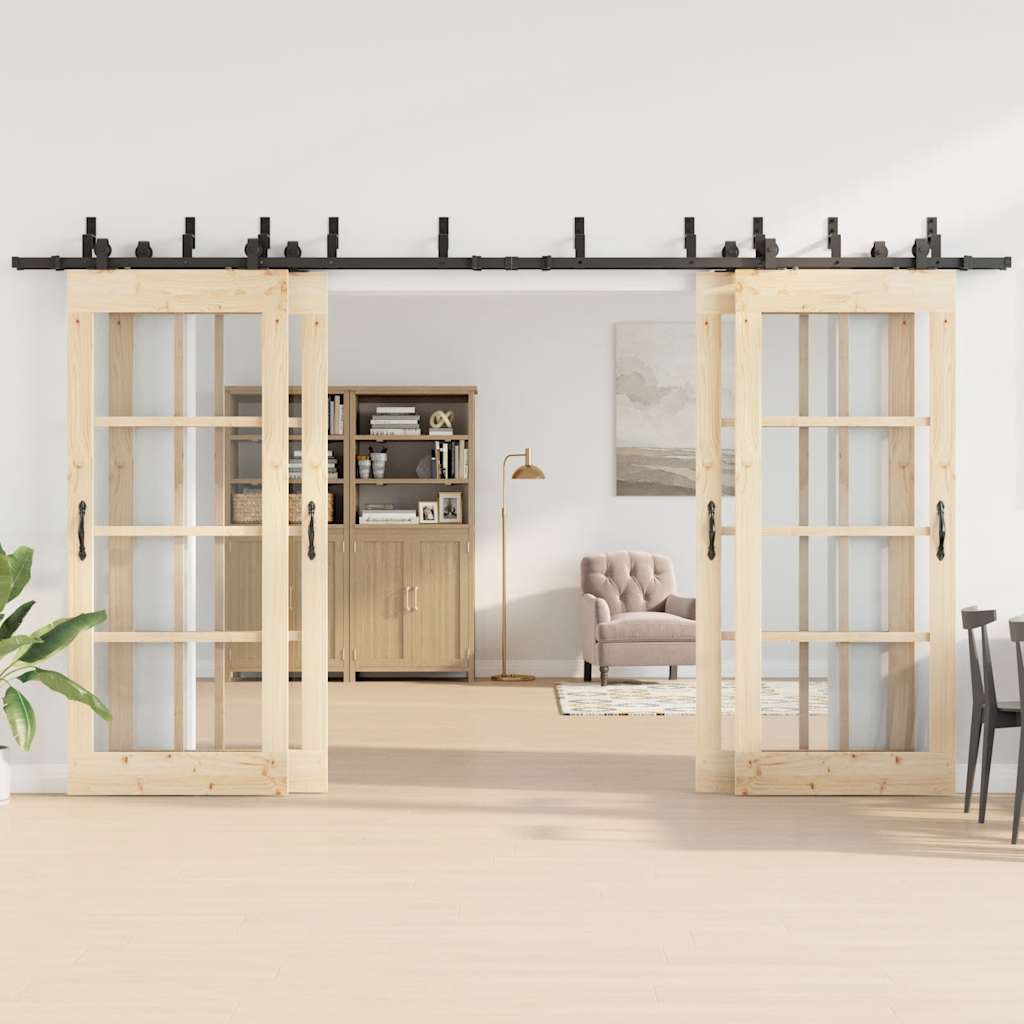 vidaXL Set feronerie pentru uși glisante, negru, 400 cm, oțel