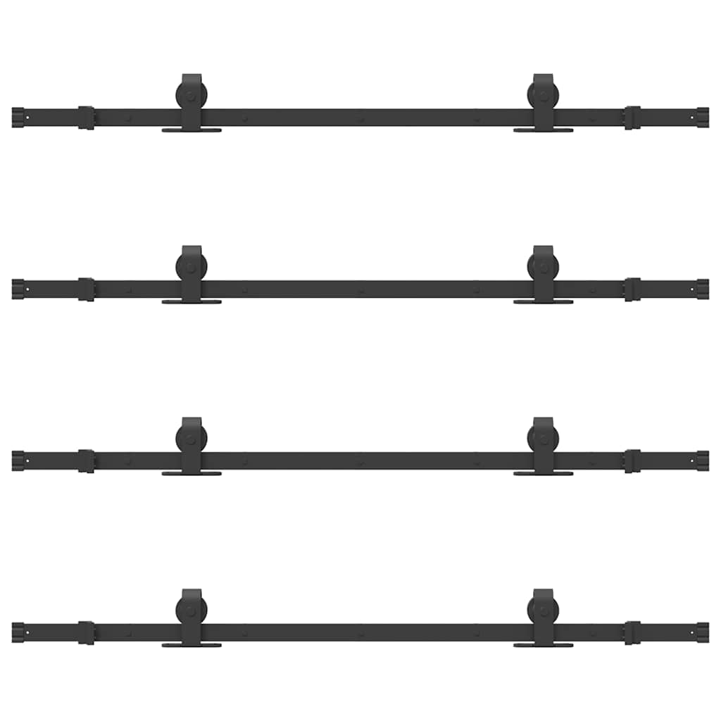 vidaXL Set feronerie pentru uși glisante, negru, 305 cm, oțel vidaXL Set feronerie pentru uși glisante, negru, 305 cm, oțel