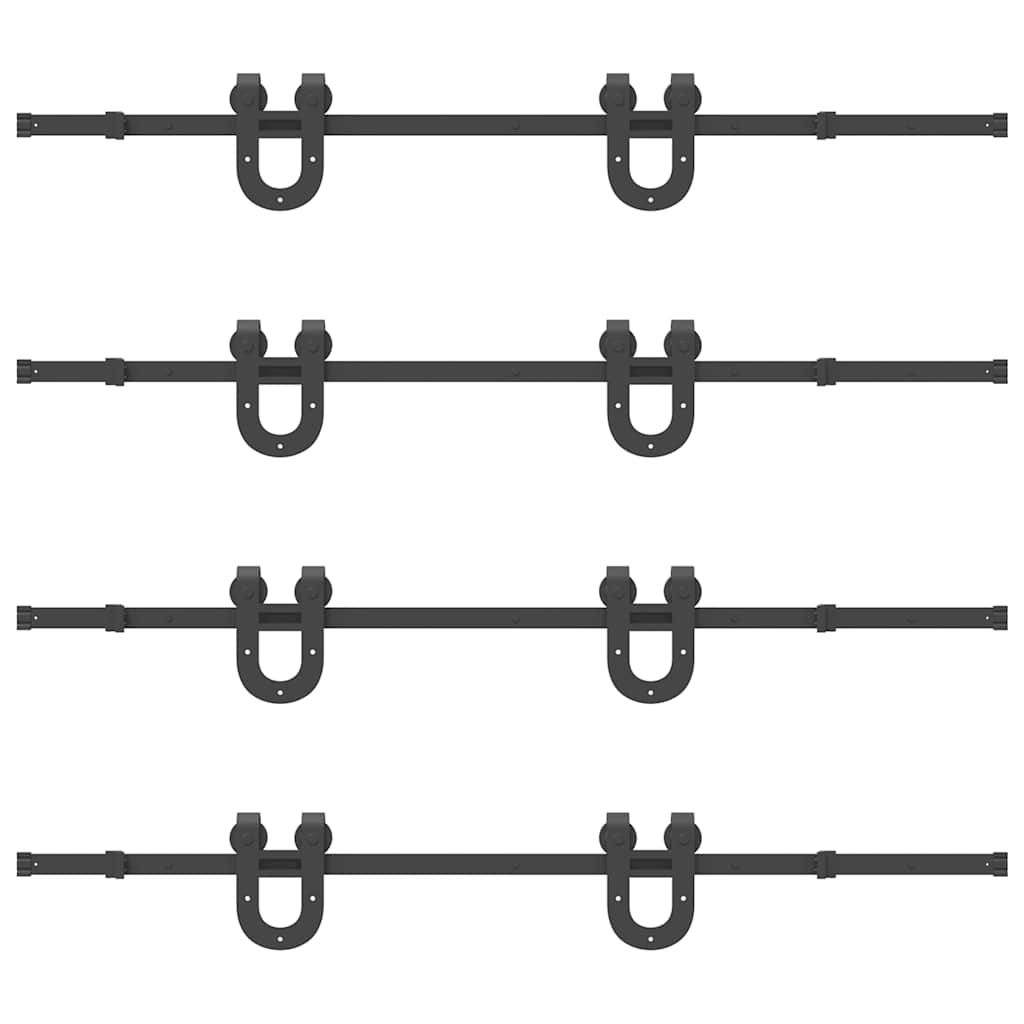 vidaXL Set feronerie pentru uși glisante, negru, 366 cm, oțel vidaXL Set feronerie pentru uși glisante, negru, 366 cm, oțel
