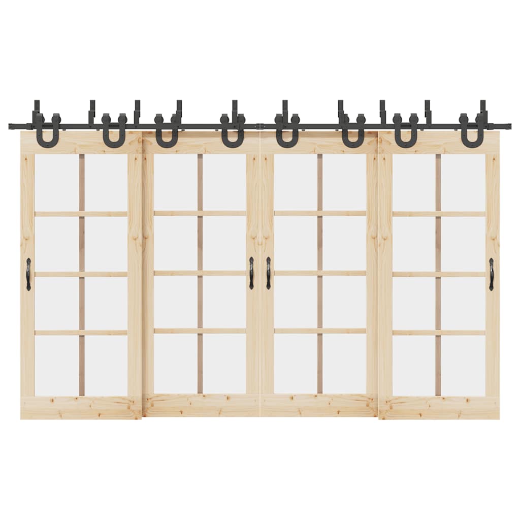 vidaXL Set feronerie pentru uși glisante, negru, 366 cm, oțel vidaXL Set feronerie pentru uși glisante, negru, 366 cm, oțel