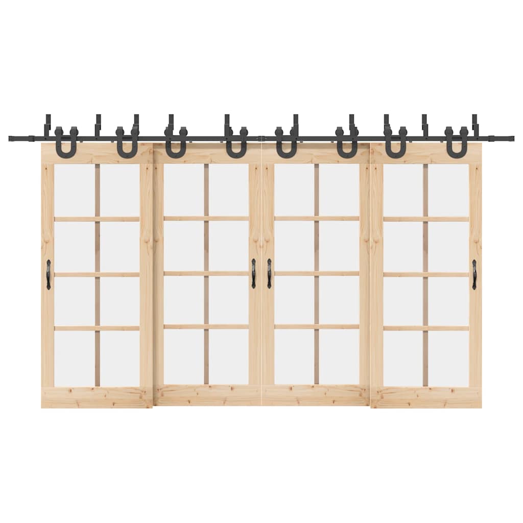 vidaXL Set feronerie pentru uși glisante, negru, 400 cm, oțel