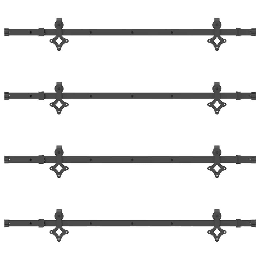 vidaXL Set feronerie pentru uși glisante, negru, 305 cm, oțel vidaXL Set feronerie pentru uși glisante, negru, 305 cm, oțel