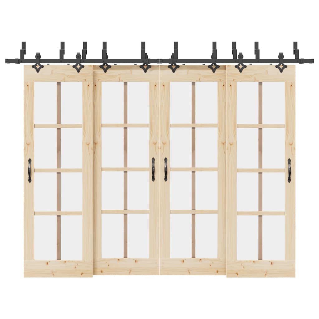 vidaXL Set feronerie pentru uși glisante, negru, 305 cm, oțel vidaXL Set feronerie pentru uși glisante, negru, 305 cm, oțel