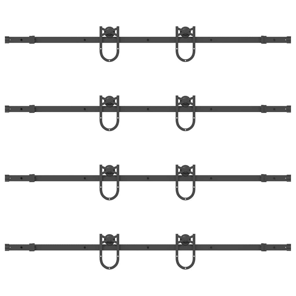 vidaXL Set feronerie pentru uși glisante, negru, 366 cm, oțel