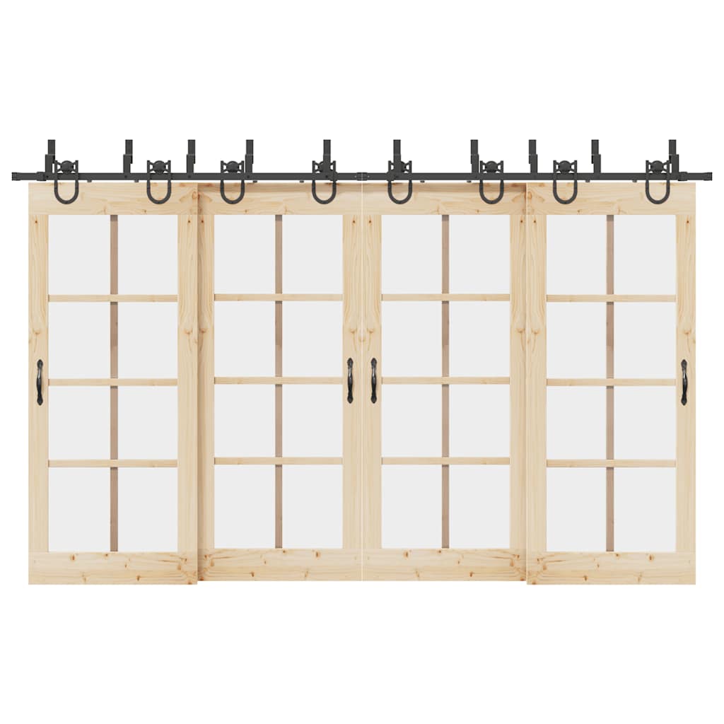 vidaXL Set feronerie pentru uși glisante, negru, 366 cm, oțel
