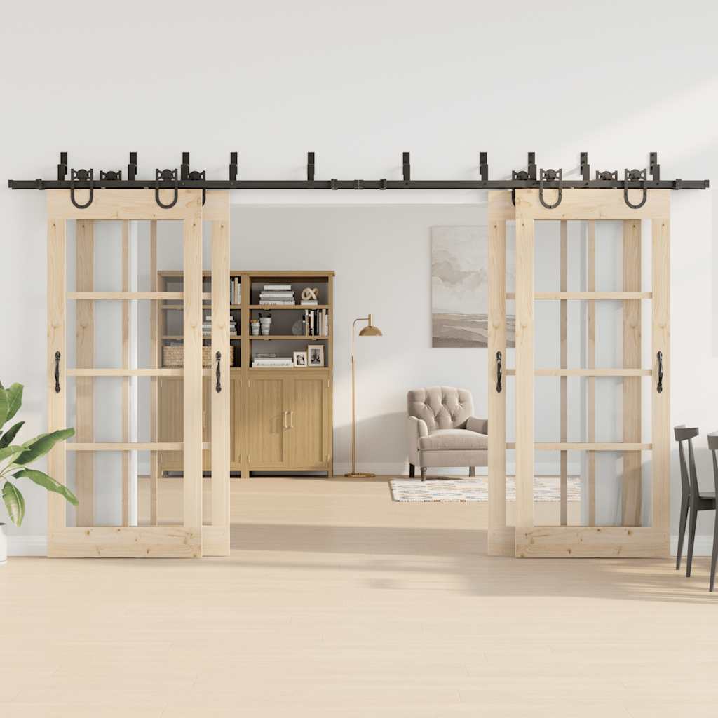 vidaXL Set feronerie pentru uși glisante, negru, 400 cm, oțel