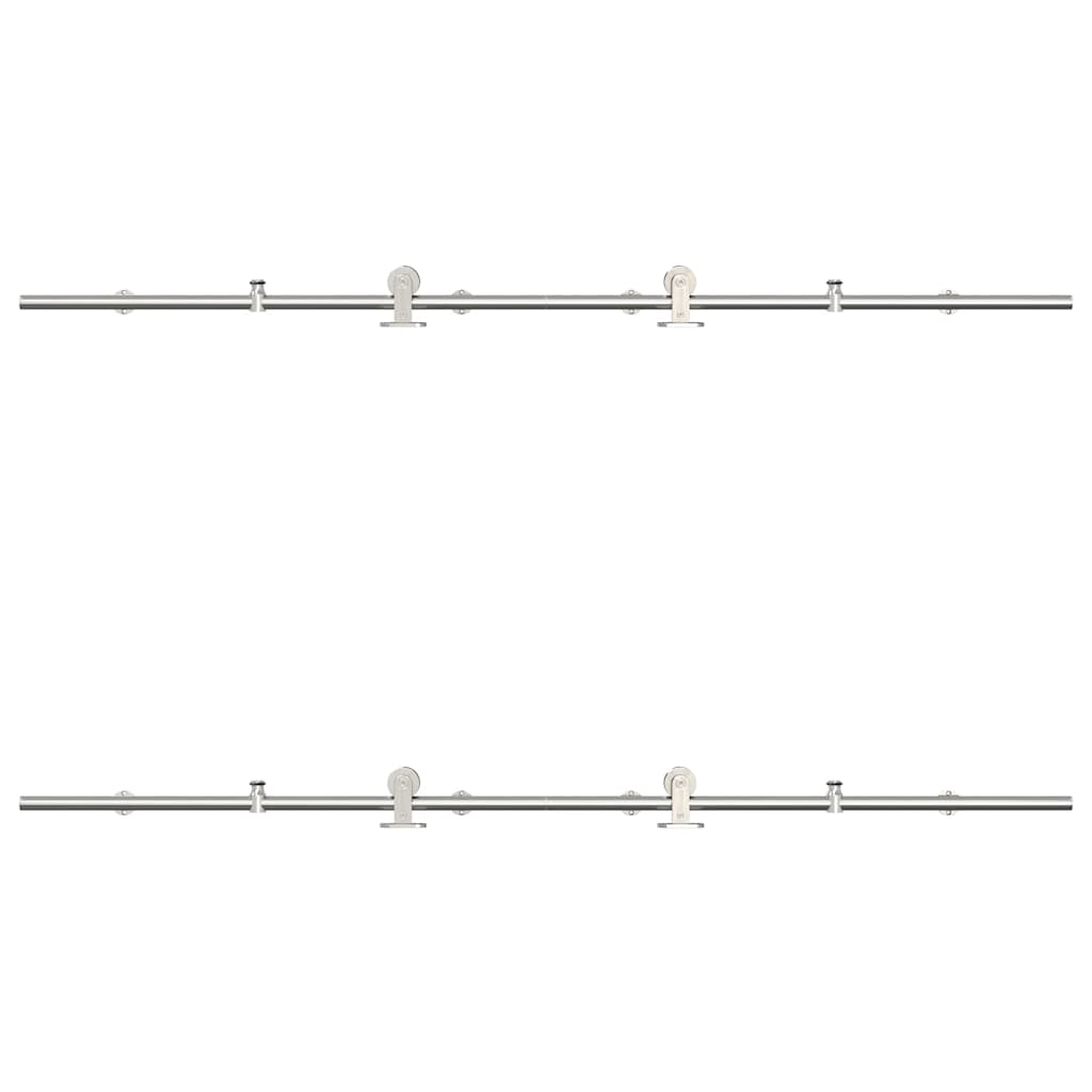 vidaXL Set piese pentru ușă glisantă, argintiu, 200 cm oțel inoxidabil