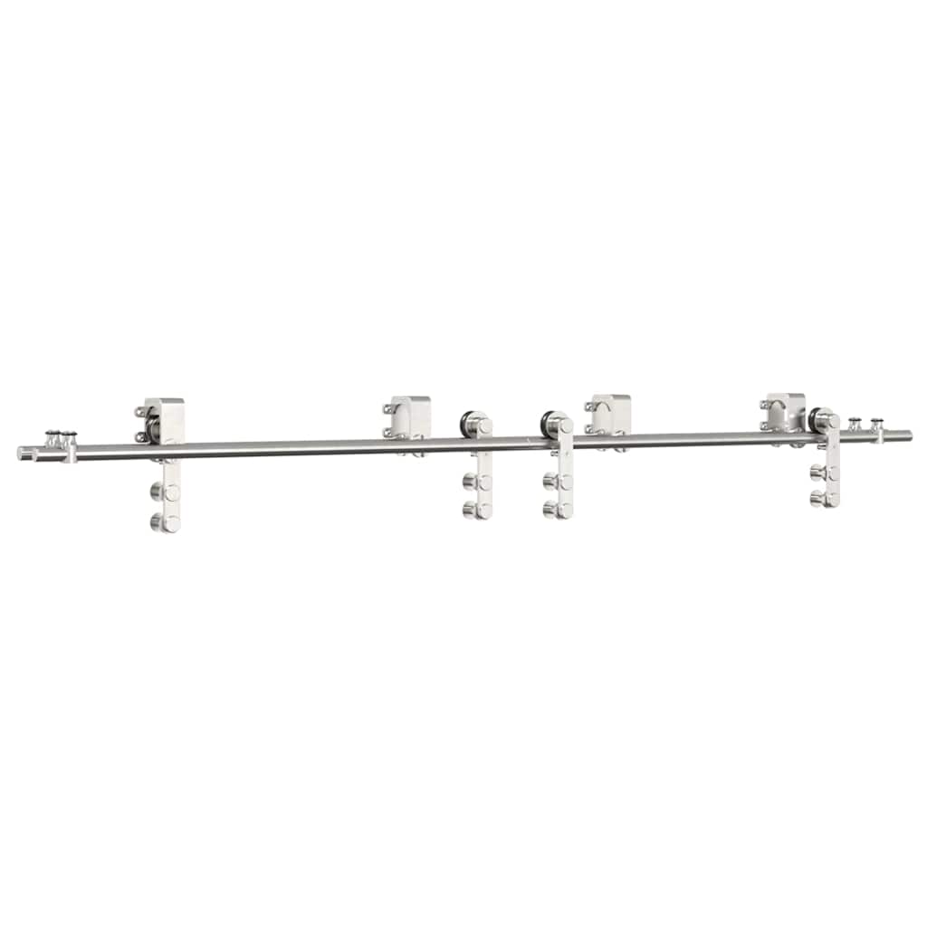 vidaXL Set piese pentru ușă glisantă, argintiu, 200 cm oțel inoxidabil