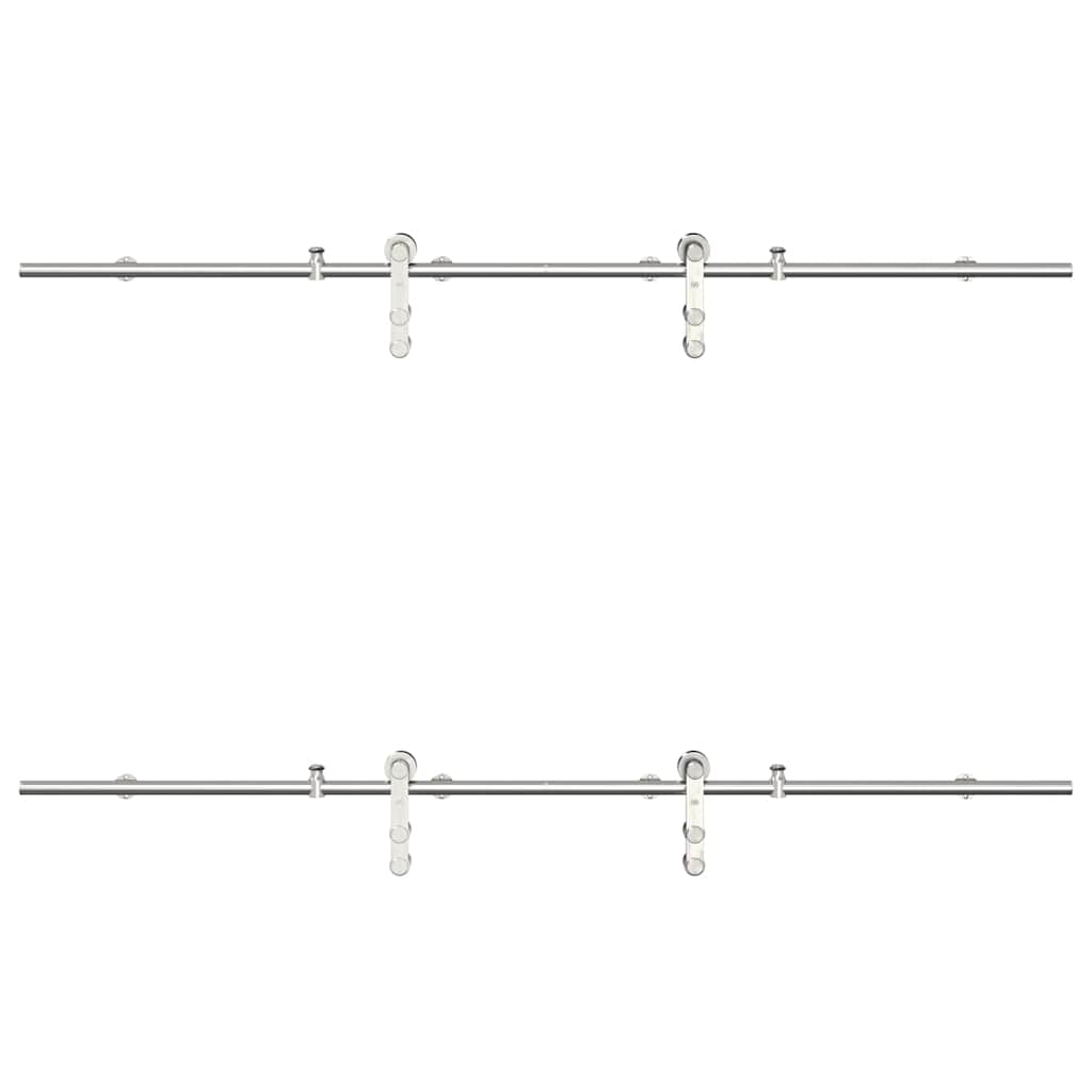 vidaXL Set piese pentru ușă glisantă, argintiu, 200 cm oțel inoxidabil