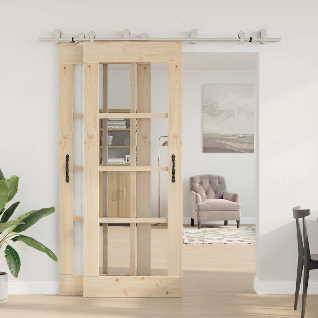 vidaXL Set piese pentru ușă glisantă, argintiu, 200 cm oțel inoxidabil vidaXL Set piese pentru ușă glisantă, argintiu, 200 cm oțel inoxidabil