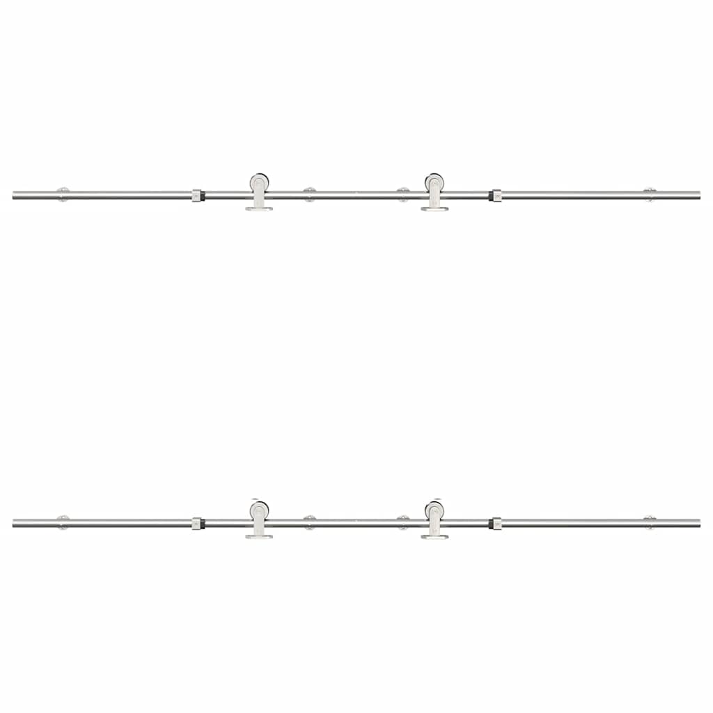 vidaXL Set piese pentru ușă glisantă, argintiu, 200 cm oțel inoxidabil vidaXL Set piese pentru ușă glisantă, argintiu, 200 cm oțel inoxidabil