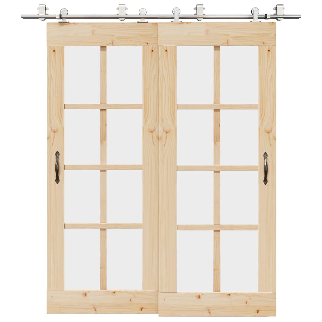 vidaXL Set piese pentru ușă glisantă, argintiu, 200 cm oțel inoxidabil vidaXL Set piese pentru ușă glisantă, argintiu, 200 cm oțel inoxidabil