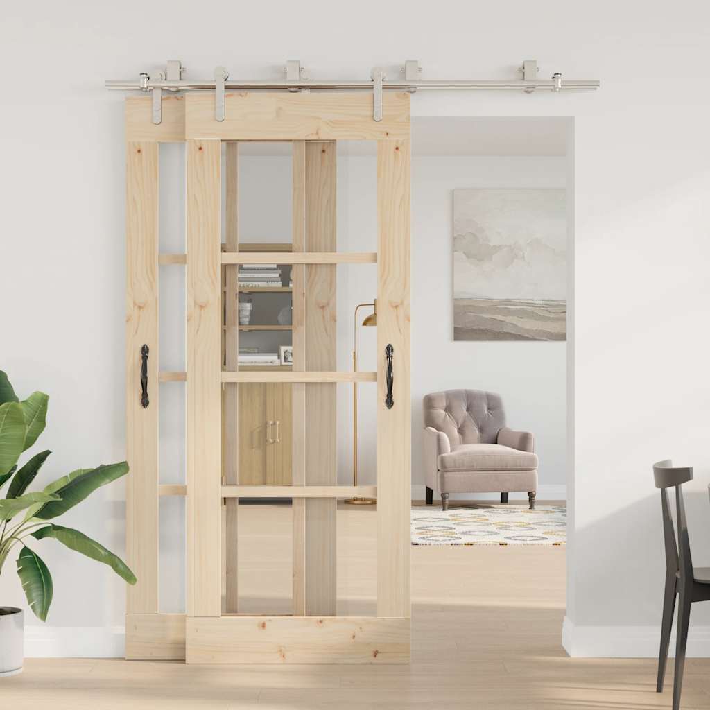 vidaXL Set piese pentru ușă glisantă, argintiu, 183 cm oțel inoxidabil