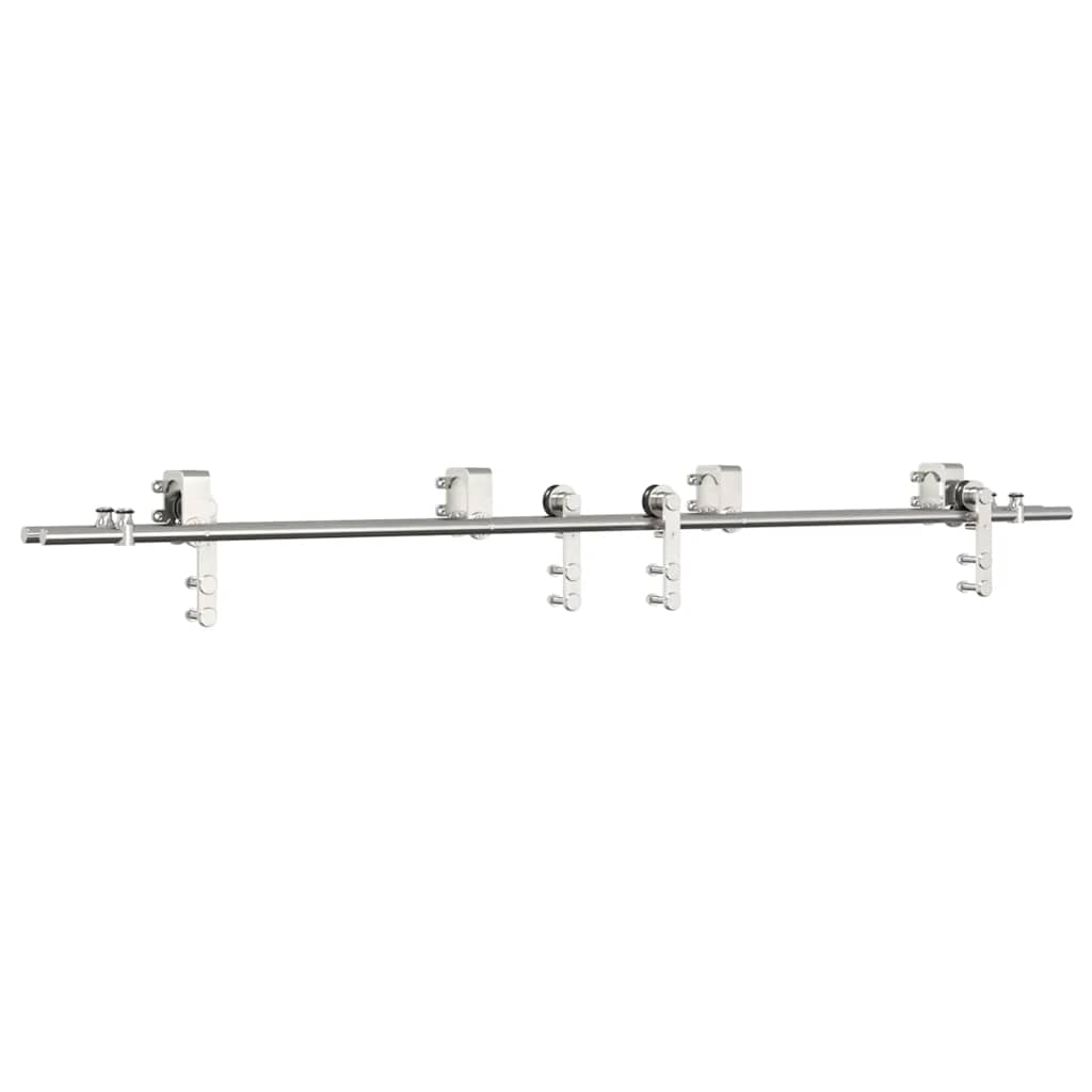 vidaXL Set piese pentru ușă glisantă, argintiu, 200 cm oțel inoxidabil vidaXL Set piese pentru ușă glisantă, argintiu, 200 cm oțel inoxidabil
