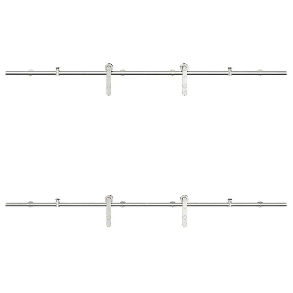 vidaXL Set piese pentru ușă glisantă, argintiu, 200 cm oțel inoxidabil vidaXL Set piese pentru ușă glisantă, argintiu, 200 cm oțel inoxidabil