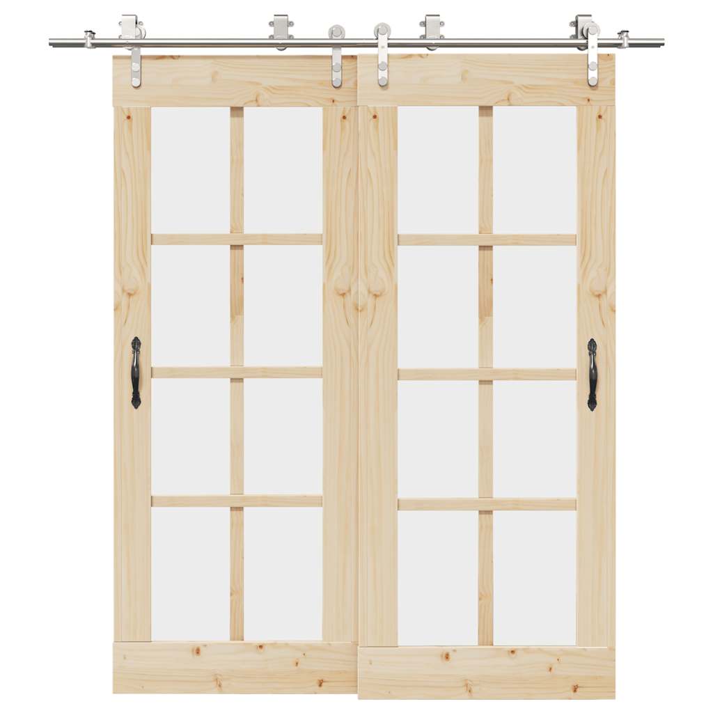 vidaXL Set piese pentru ușă glisantă, argintiu, 200 cm oțel inoxidabil vidaXL Set piese pentru ușă glisantă, argintiu, 200 cm oțel inoxidabil
