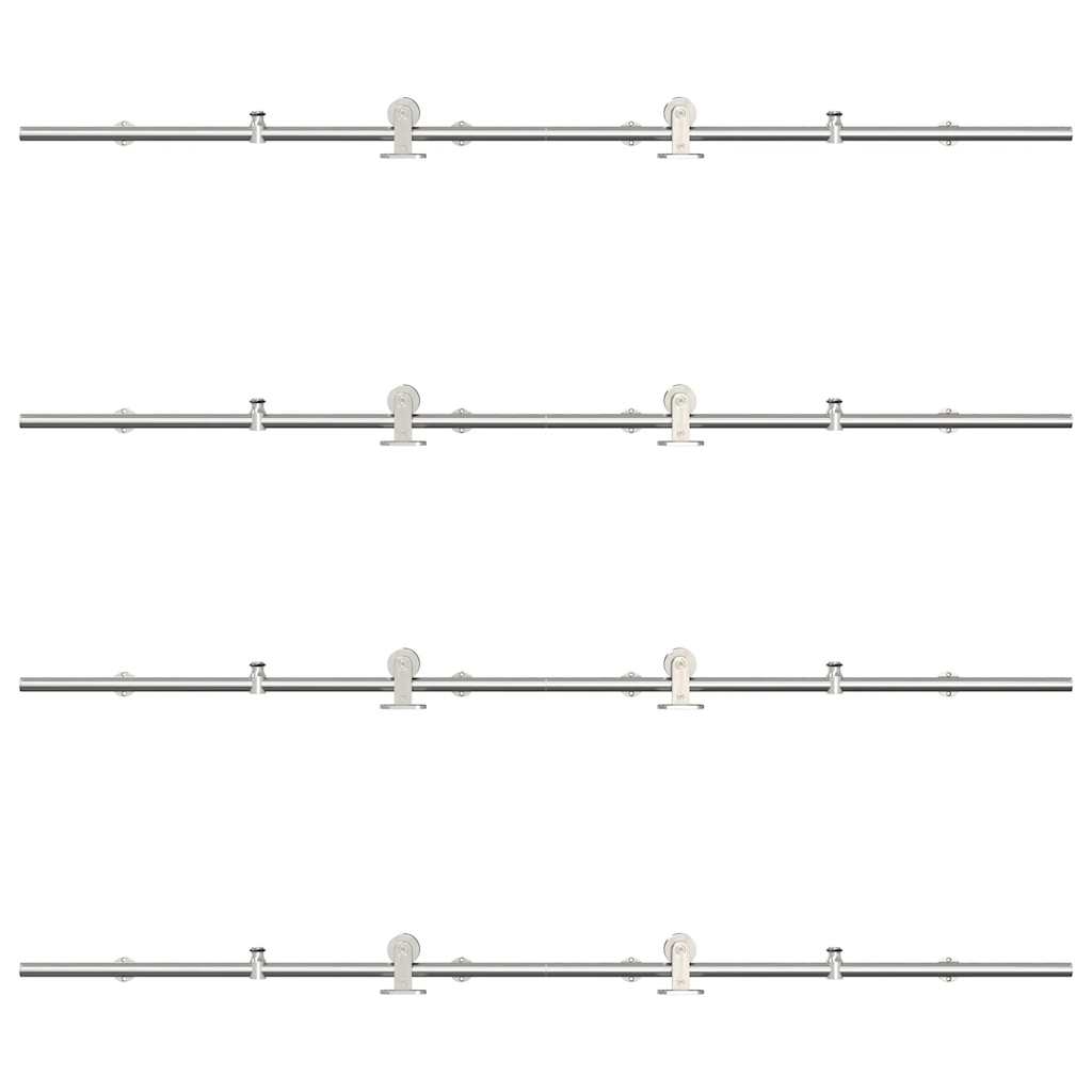 vidaXL Set piese pentru ușă glisantă, argintiu, 366 cm oțel inoxidabil vidaXL Set piese pentru ușă glisantă, argintiu, 366 cm oțel inoxidabil