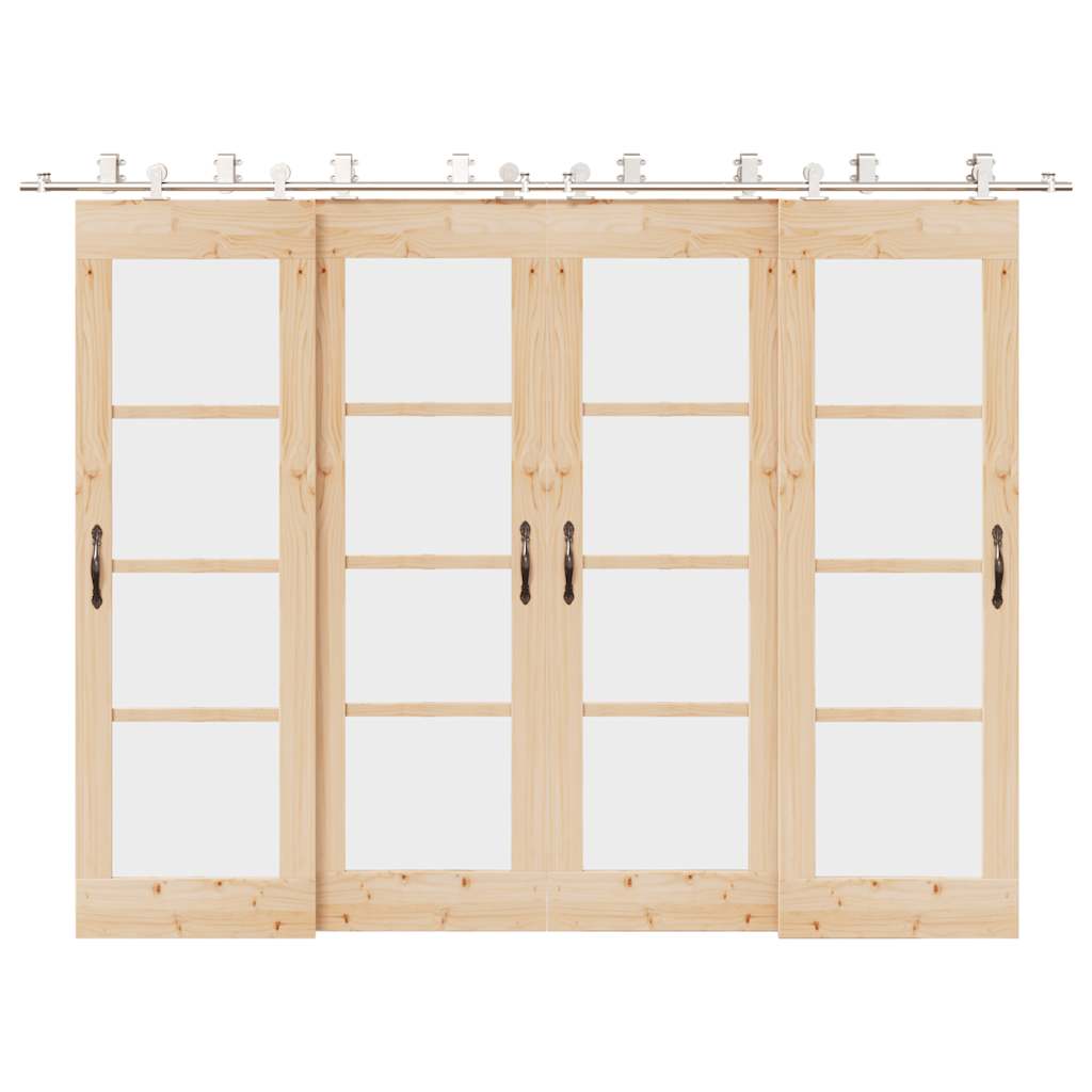 vidaXL Set piese pentru ușă glisantă, argintiu, 366 cm oțel inoxidabil vidaXL Set piese pentru ușă glisantă, argintiu, 366 cm oțel inoxidabil