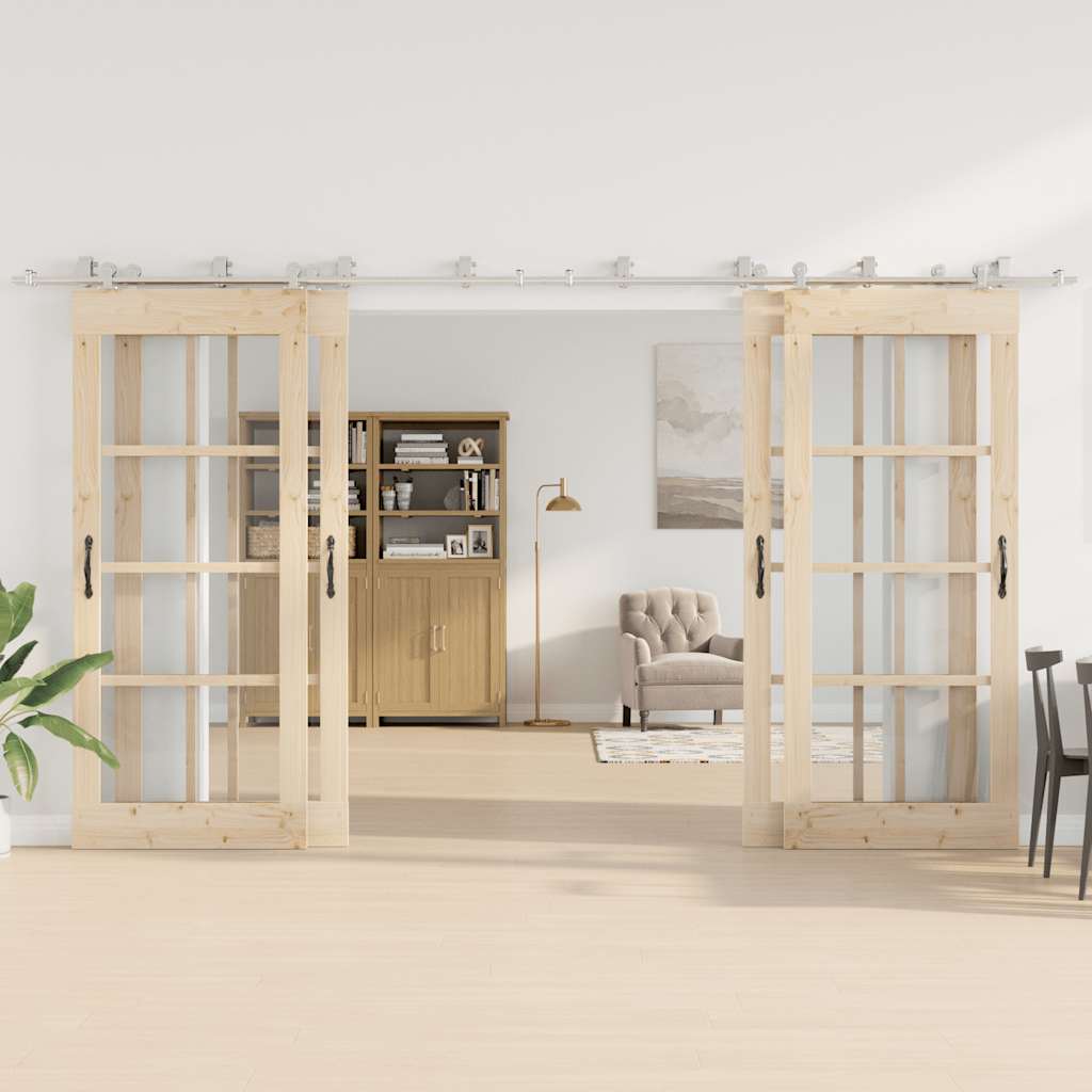 vidaXL Set piese pentru ușă glisantă, argintiu, 400 cm oțel inoxidabil vidaXL Set piese pentru ușă glisantă, argintiu, 400 cm oțel inoxidabil