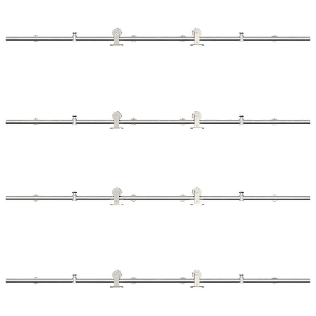 vidaXL Set piese pentru ușă glisantă, argintiu, 400 cm oțel inoxidabil vidaXL Set piese pentru ușă glisantă, argintiu, 400 cm oțel inoxidabil