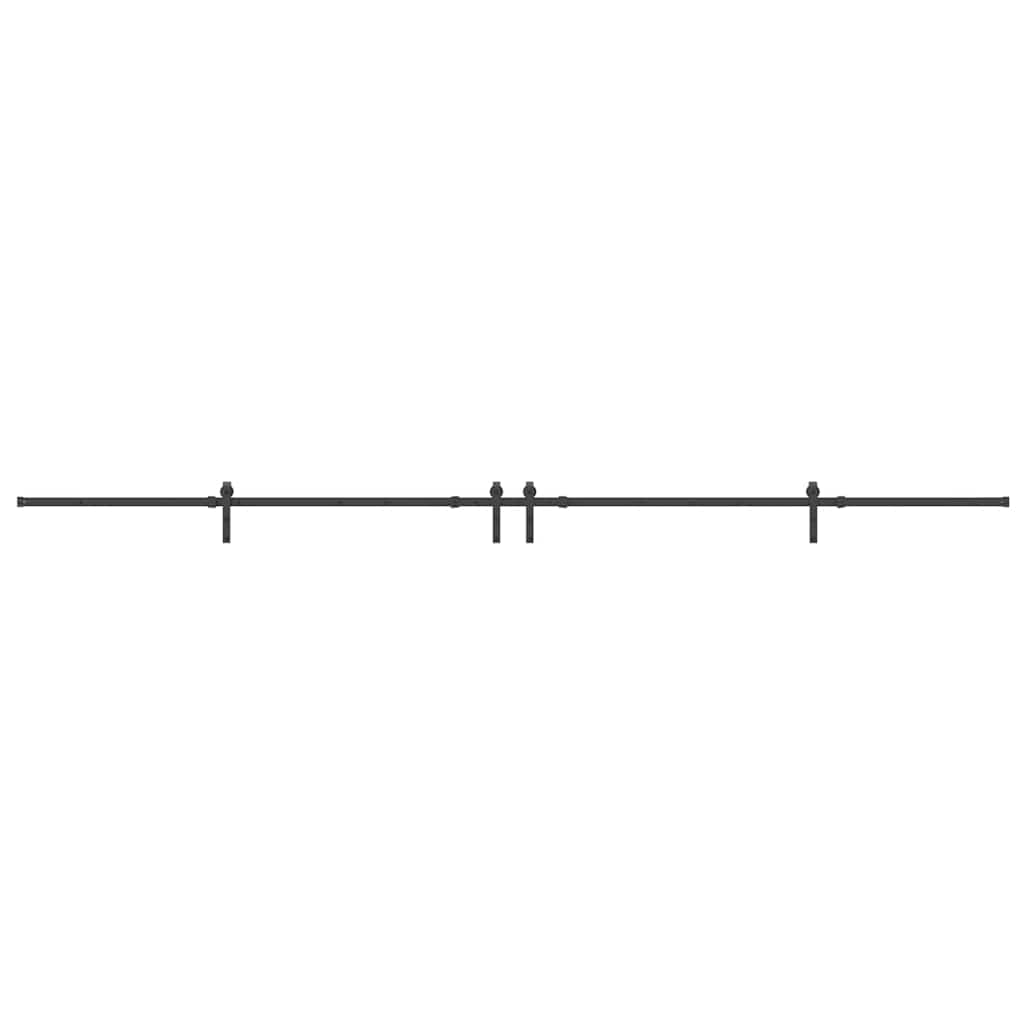 vidaXL Set feronerie pentru uși glisante, negru, 427 cm, oțel vidaXL Set feronerie pentru uși glisante, negru, 427 cm, oțel