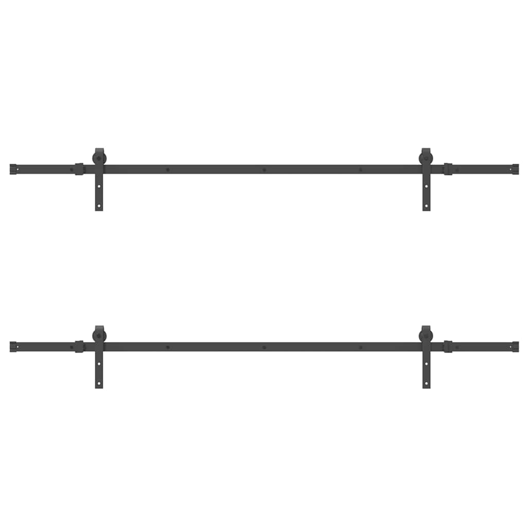 vidaXL Set feronerie pentru uși glisante, negru, 427 cm, oțel vidaXL Set feronerie pentru uși glisante, negru, 427 cm, oțel
