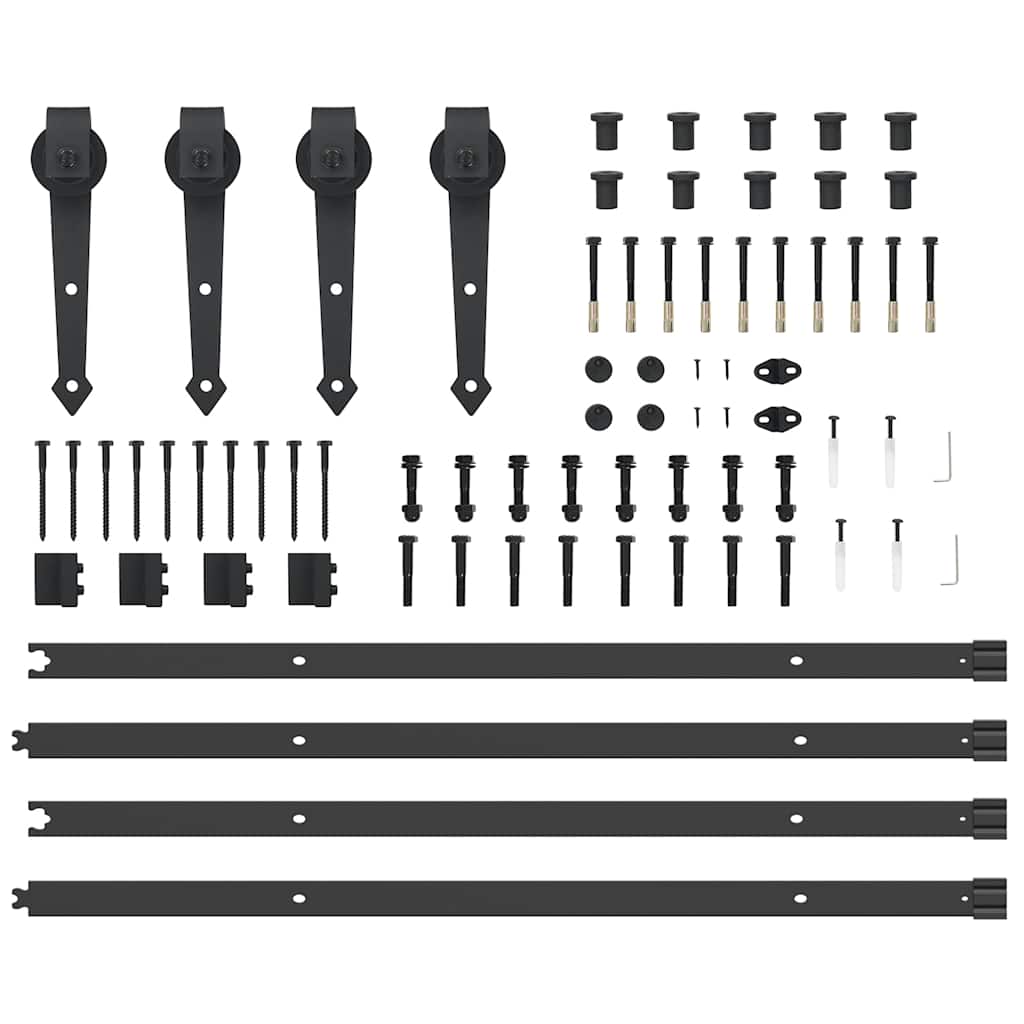 vidaXL Set feronerie pentru uși glisante, negru, 427 cm, oțel vidaXL Set feronerie pentru uși glisante, negru, 427 cm, oțel