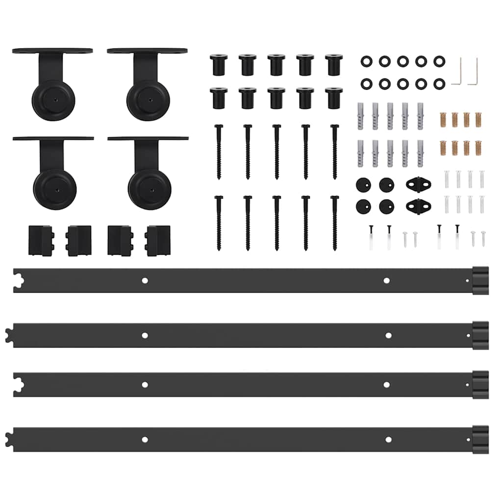 vidaXL Set feronerie pentru uși glisante, negru, 305 cm, oțel
