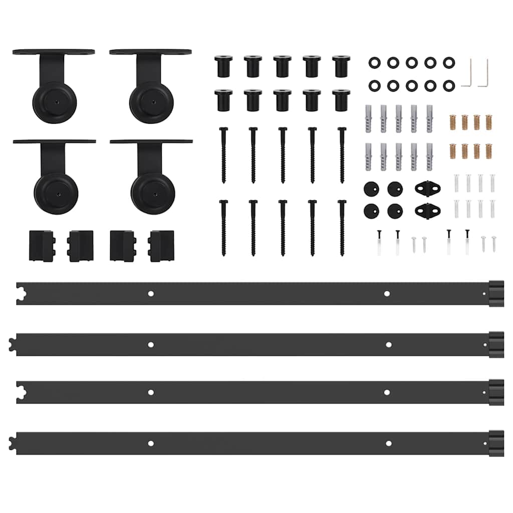 vidaXL Set feronerie pentru uși glisante, negru, 427 cm, oțel