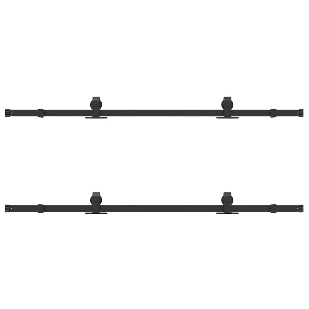 vidaXL Set feronerie pentru uși glisante, negru, 366 cm, oțel vidaXL Set feronerie pentru uși glisante, negru, 366 cm, oțel