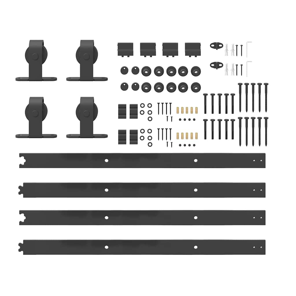 vidaXL Set feronerie pentru uși glisante, negru, 366 cm, oțel vidaXL Set feronerie pentru uși glisante, negru, 366 cm, oțel