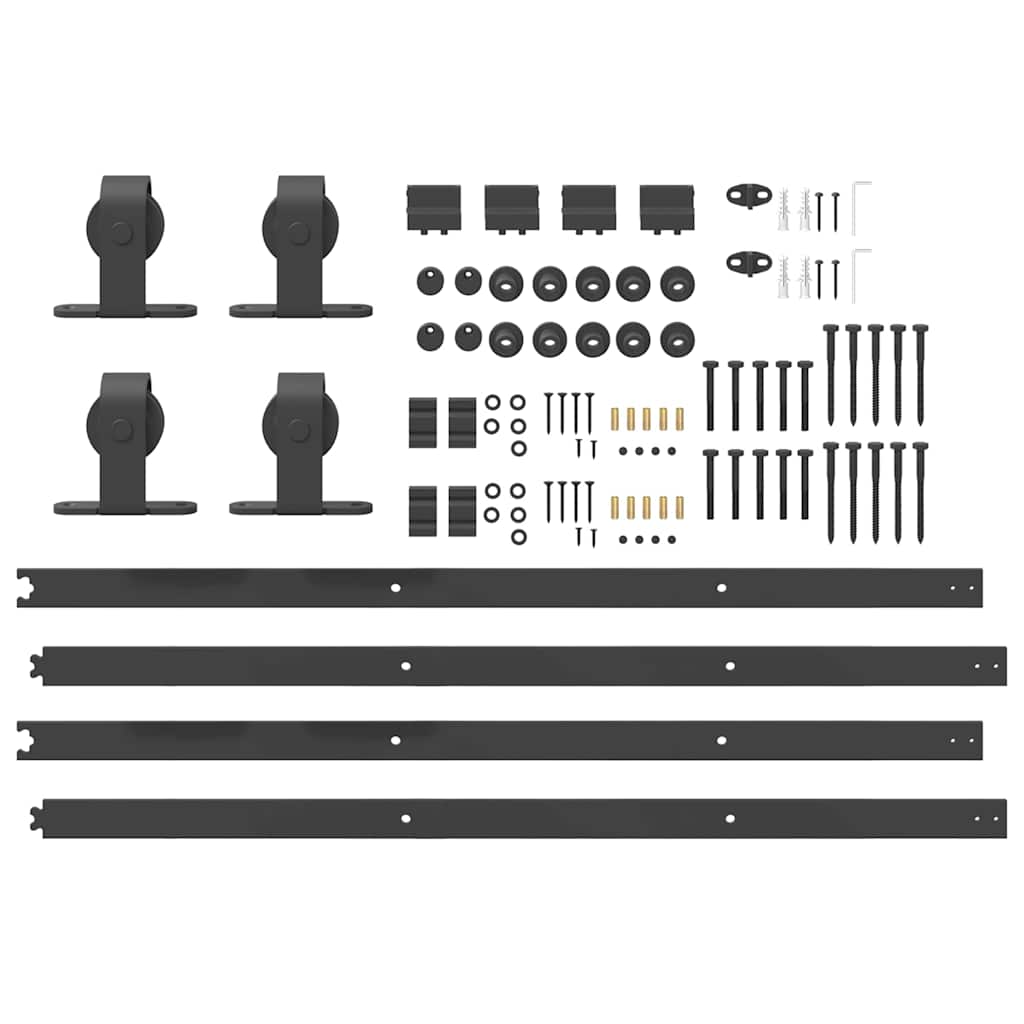 vidaXL Set feronerie pentru uși glisante, negru, 427 cm, oțel