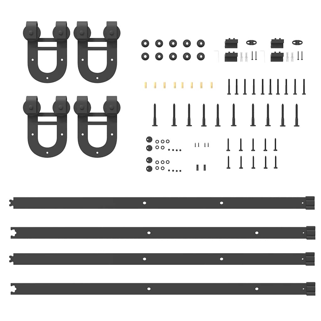 vidaXL Set feronerie pentru uși glisante, negru, 400 cm, oțel
