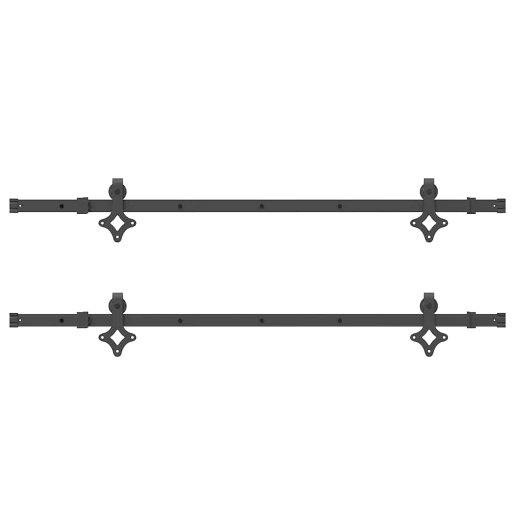 vidaXL Set feronerie pentru uși glisante, negru, 305 cm, oțel vidaXL Set feronerie pentru uși glisante, negru, 305 cm, oțel