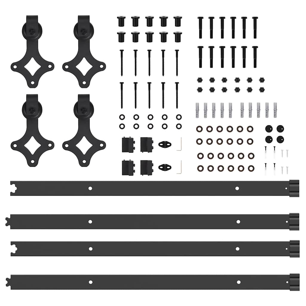 vidaXL Set feronerie pentru uși glisante, negru, 305 cm, oțel vidaXL Set feronerie pentru uși glisante, negru, 305 cm, oțel