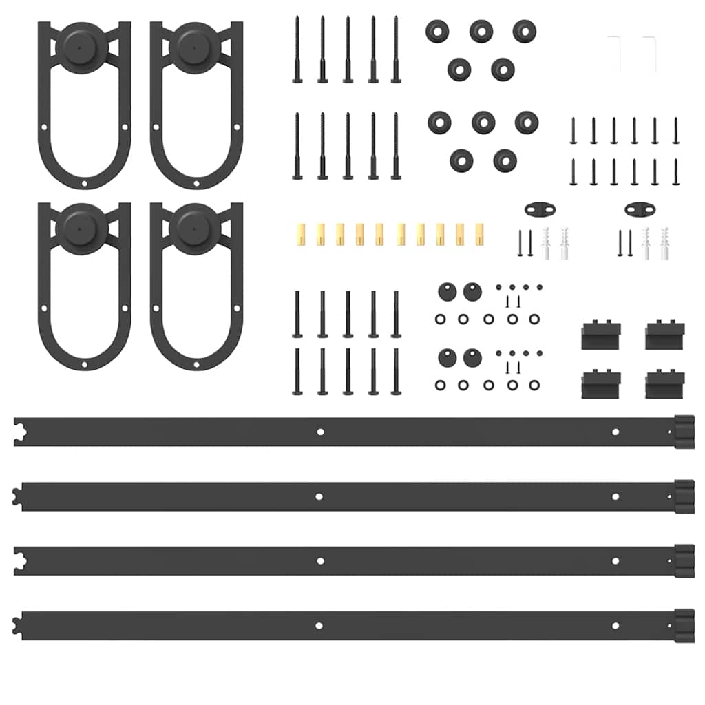 vidaXL Set feronerie pentru uși glisante, negru, 366 cm, oțel