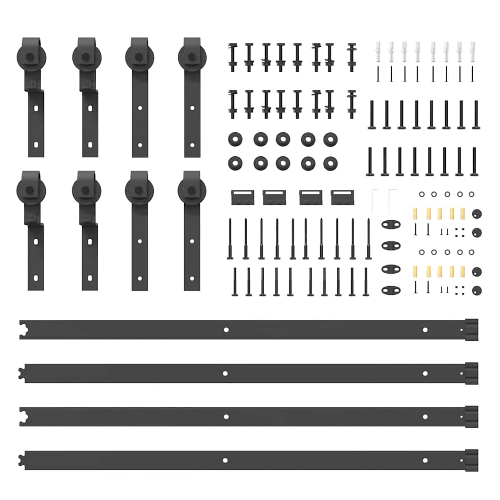 vidaXL Set feronerie pentru uși glisante, negru, 366 cm, oțel