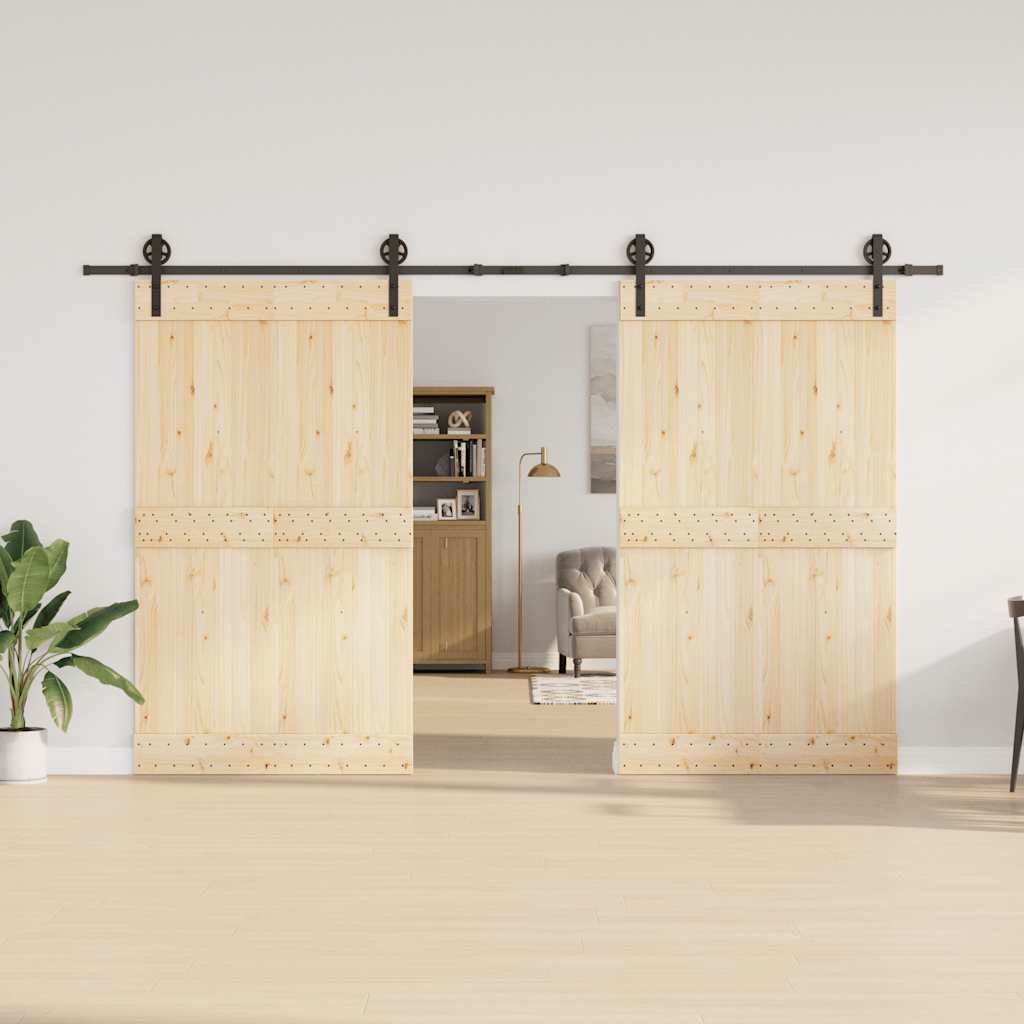 vidaXL Set feronerie pentru uși glisante, negru, 366 cm, oțel