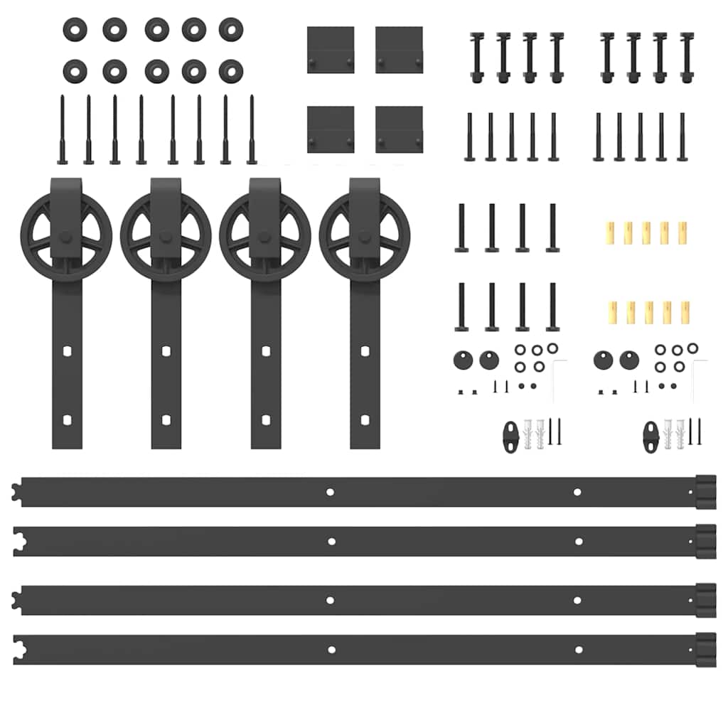 vidaXL Set feronerie pentru uși glisante, negru, 366 cm, oțel
