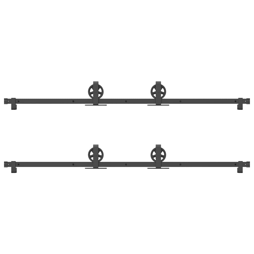 vidaXL Set feronerie pentru uși glisante, negru, 366 cm, oțel vidaXL Set feronerie pentru uși glisante, negru, 366 cm, oțel