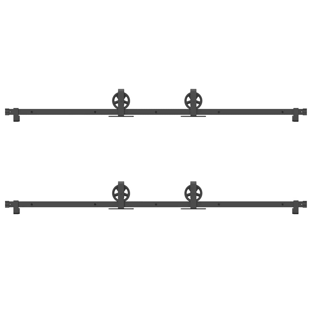 vidaXL Set feronerie pentru uși glisante, negru, 400 cm, oțel vidaXL Set feronerie pentru uși glisante, negru, 400 cm, oțel