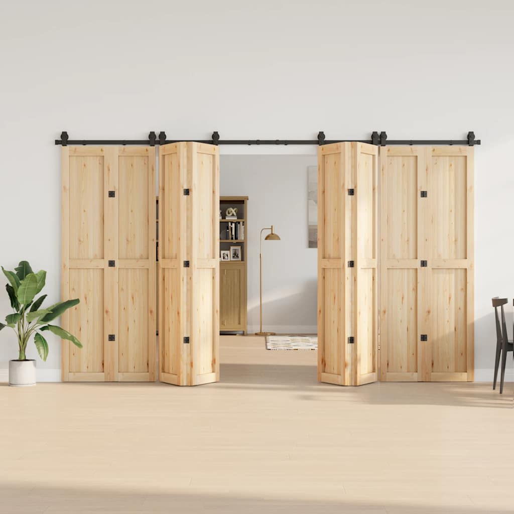 vidaXL Set feronerie pentru uși glisante, negru, 366 cm, oțel