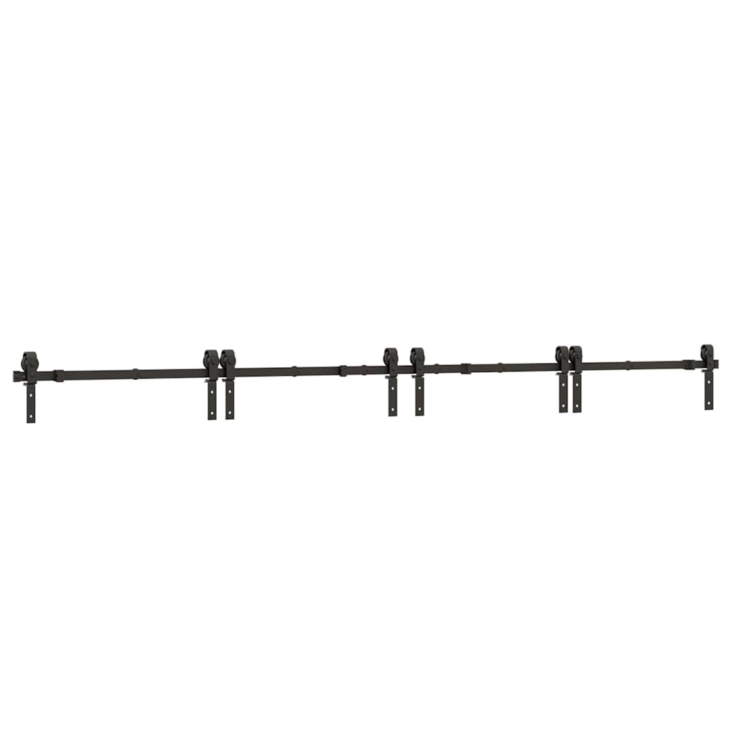 vidaXL Set feronerie pentru uși glisante, negru, 366 cm, oțel vidaXL Set feronerie pentru uși glisante, negru, 366 cm, oțel