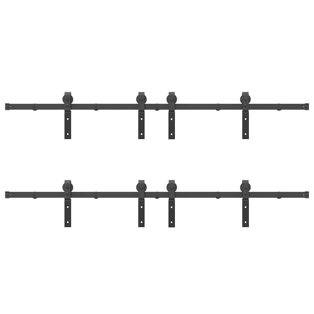 vidaXL Set feronerie pentru uși glisante, negru, 366 cm, oțel vidaXL Set feronerie pentru uși glisante, negru, 366 cm, oțel