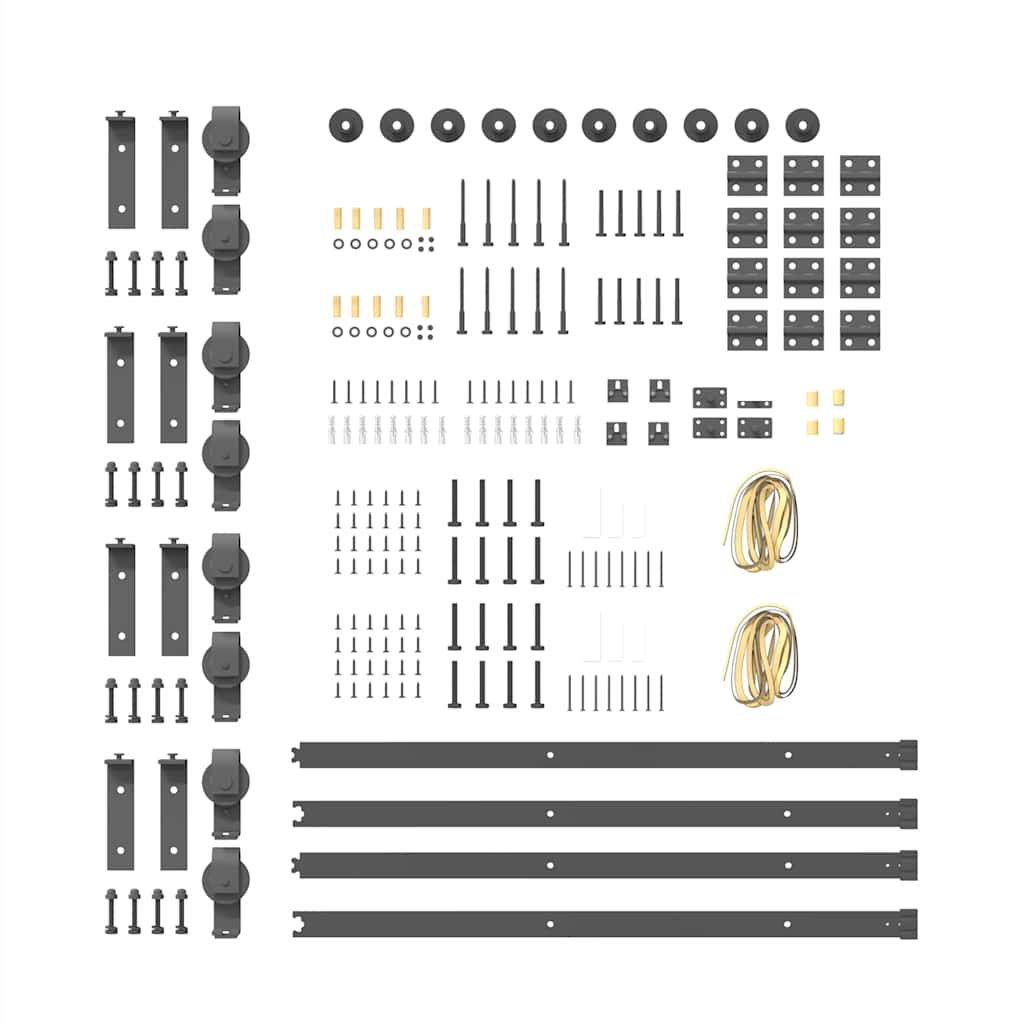 vidaXL Set feronerie pentru uși glisante, negru, 366 cm, oțel vidaXL Set feronerie pentru uși glisante, negru, 366 cm, oțel