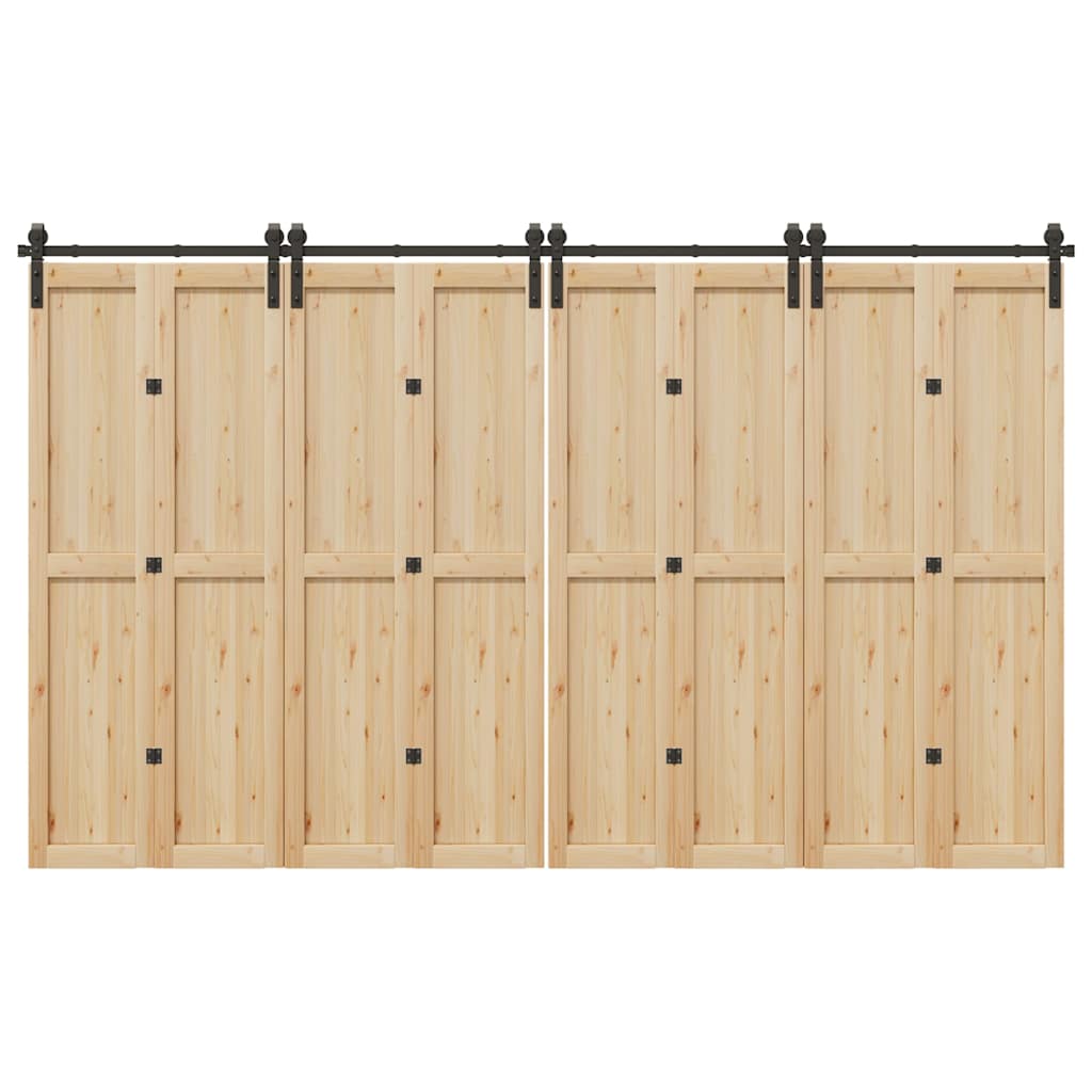 vidaXL Set feronerie pentru uși glisante, negru, 366 cm, oțel vidaXL Set feronerie pentru uși glisante, negru, 366 cm, oțel