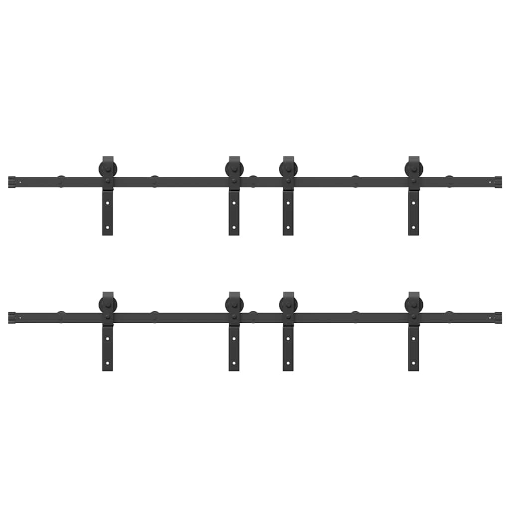 vidaXL Set feronerie pentru uși glisante, negru, 400 cm, oțel vidaXL Set feronerie pentru uși glisante, negru, 400 cm, oțel