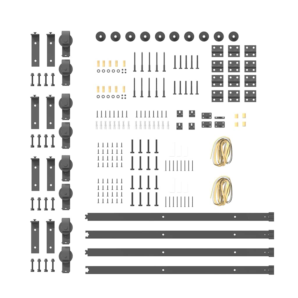 vidaXL Set feronerie pentru uși glisante, negru, 400 cm, oțel vidaXL Set feronerie pentru uși glisante, negru, 400 cm, oțel