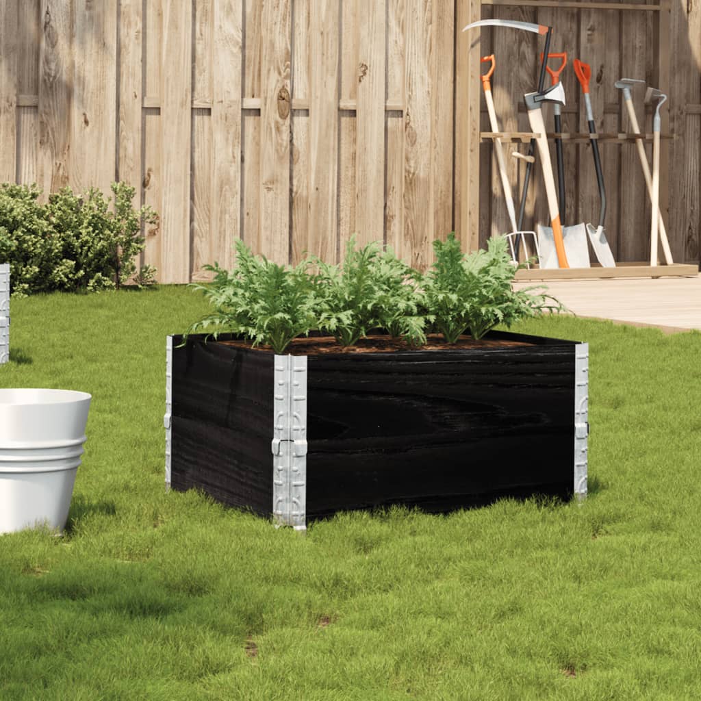 vidaXL Jardinieră de grădină, negru, 80x60 cm, lemn masiv pin vidaXL Jardinieră de grădină, negru, 80x60 cm, lemn masiv pin